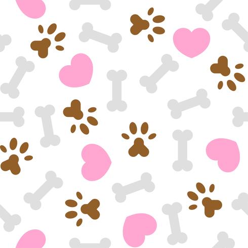 seamless pattern i love dog theme, bone and foot print vector