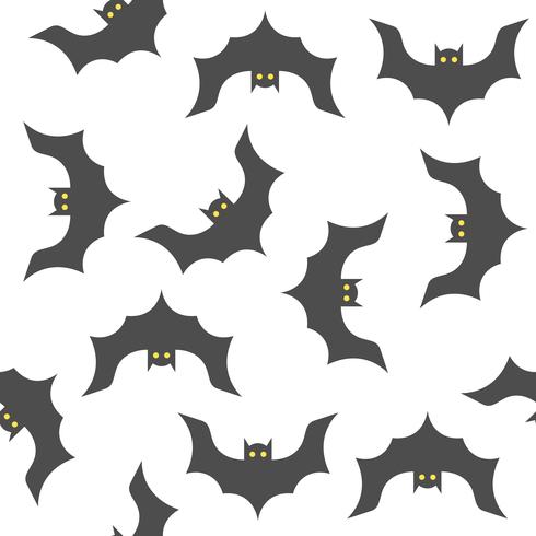 Halloween seamless pattern, bat flying, flat design with clipping mask vector