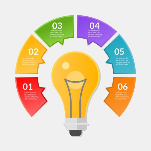 Infographic template of step or workflow diagram with light bulb vector