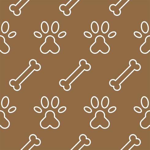 dog seamless pattern theme, bone, paw foot print vector