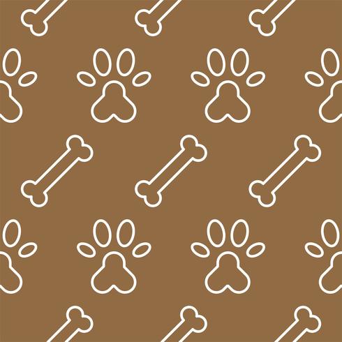 dog seamless pattern theme, bone, paw foot print vector