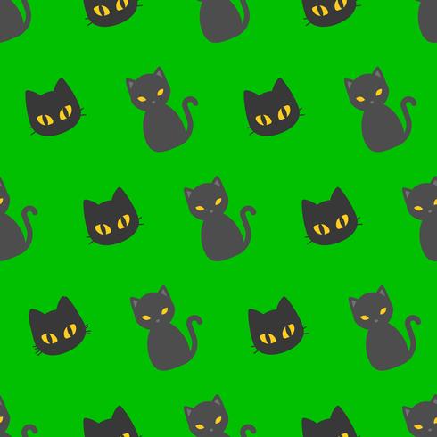 Black cat Halloween seamless pattern, flat design with clipping mask vector