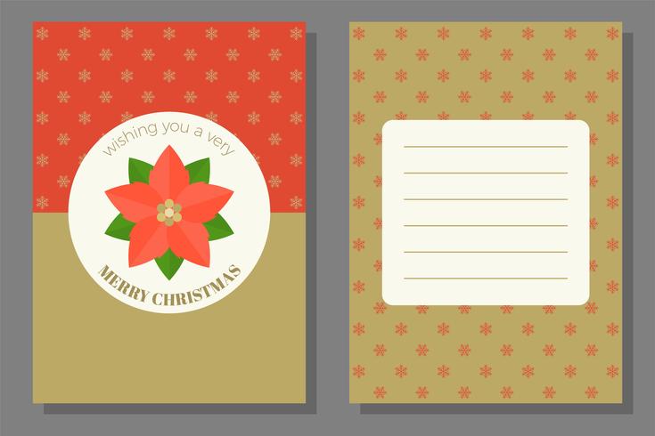 Christmas greeting or invitation card template, flat design vector