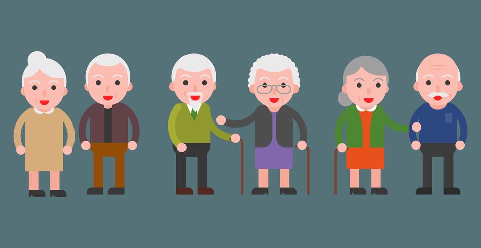 elderly grandma and grandpa couple icon, flat design vector