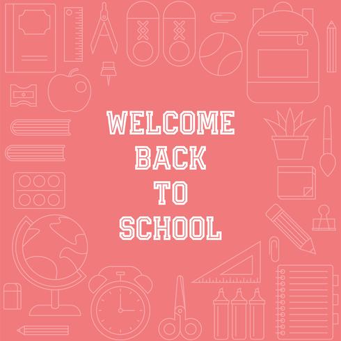 welcome back to school poster with outline school supplies theme vector