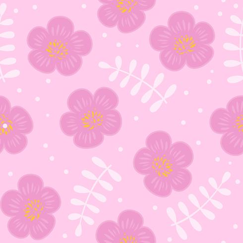 floral seamless pattern, flat design for use as background, wrapping paper or  wallpaper vector