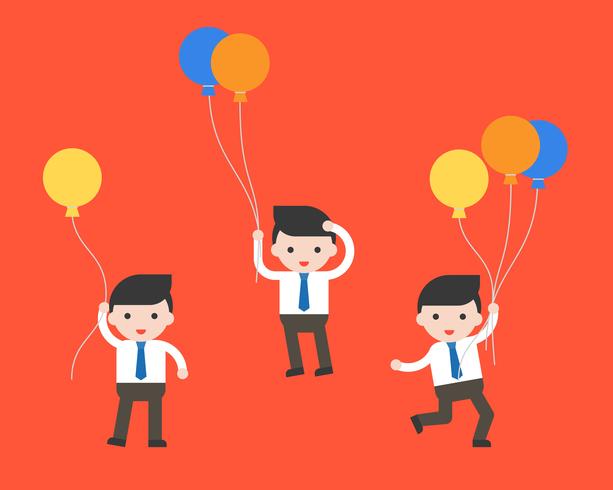 businessman and balloons, business character ready to use vector