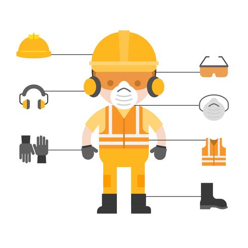 industrial security and protective equipment for worker vector