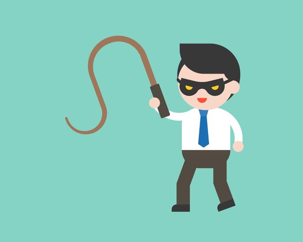 Cute Businessman or manager with mask and whip, ready to use character vector