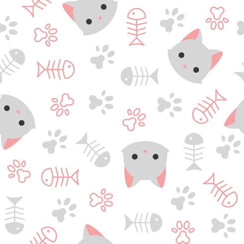 cute kitten seamless pattern, cat lover theme vector