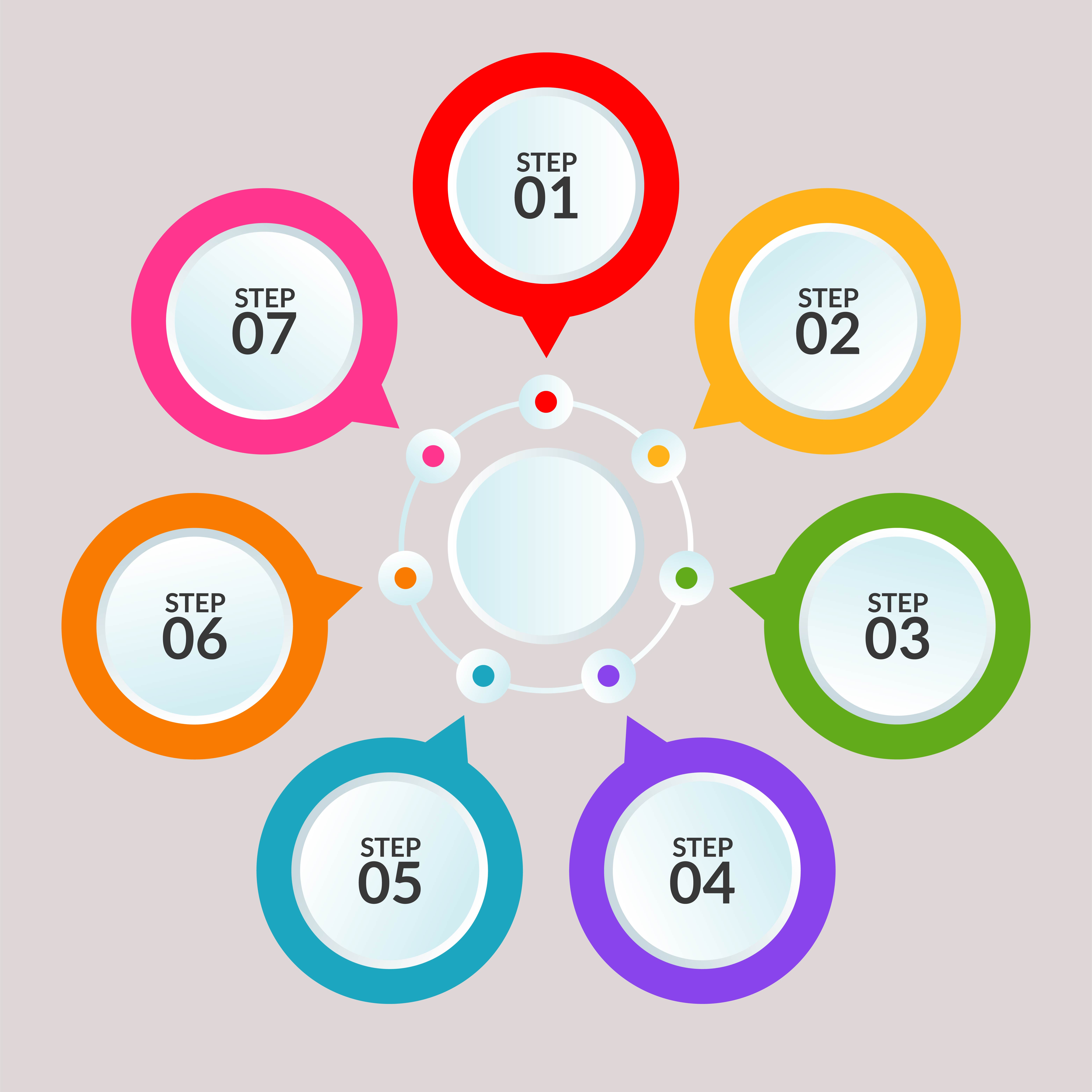Infographic template of circle connection for use in workflow diagram Infographic template of circle connection for use in workflow diagram