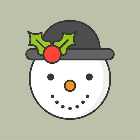 sombrero de muñeco de nieve y muérdago, icono de contorno relleno para tema de Navidad vector