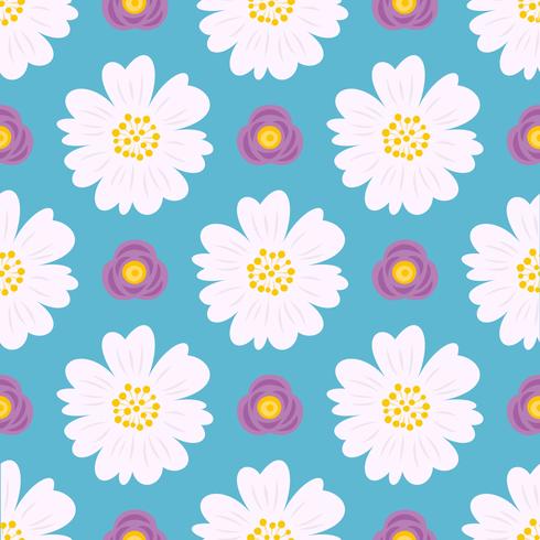 floral seamless pattern, flat design for use as background, wrapping paper or  wallpaper vector