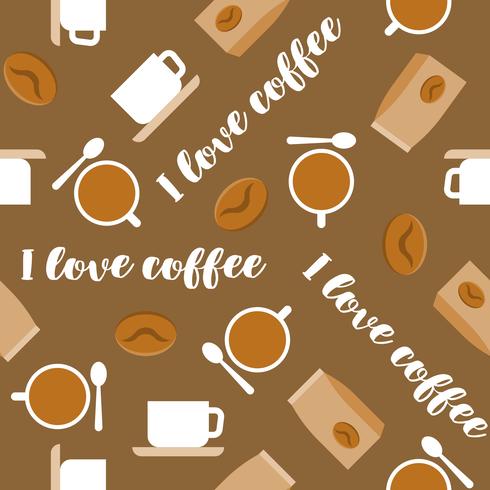 Coffee seamless pattern for use as wallpaper, wrapping paper gift or background, flat design vector