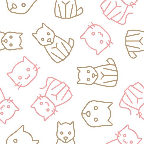 cat and dog outline seamless pattern for background or wrapping paper vector