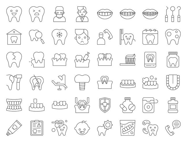 dentist and dental clinic related icon, thin line style vector