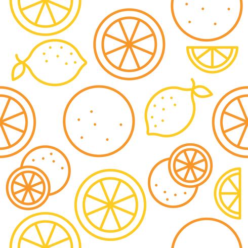 Orange and lemon seamless pattern outline for use as wallpaper vector