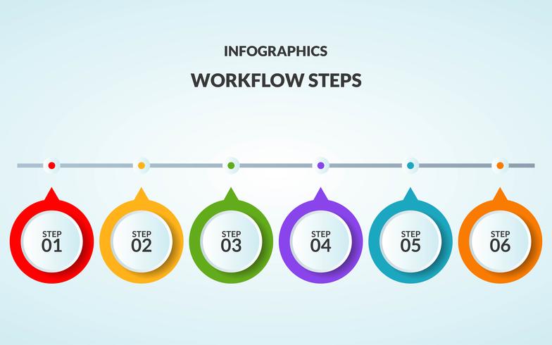 Plantilla de infografía del paso o diagrama de flujo de trabajo adecuado para usar en la línea de tiempo vector