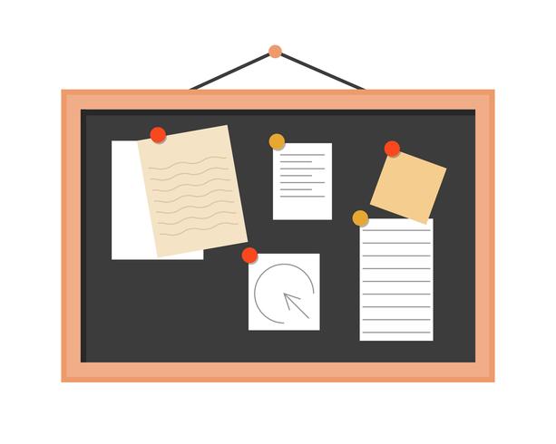 note pad on board with notes, flat design vector