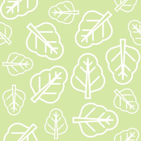 Chinese kale or spinach leaves outline seamless pattern vector