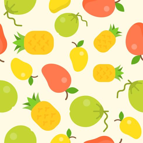 tropical fruit seamless pattern, coconut, pineapple, mango