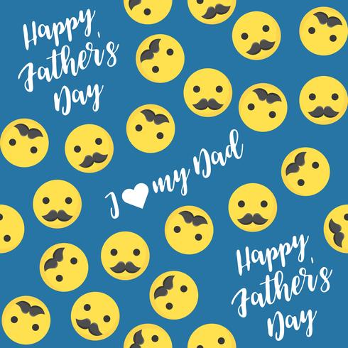 Seamless pattern happy father’s day with emoji and mustache vector