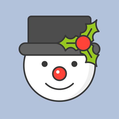 sombrero de muñeco de nieve y muérdago, icono de contorno relleno para tema de Navidad vector