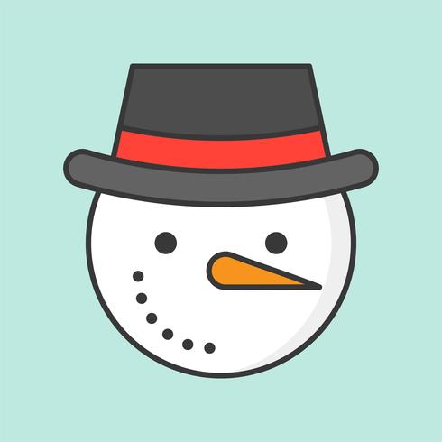 snowman and hat, filled outline icon christmas theme vector