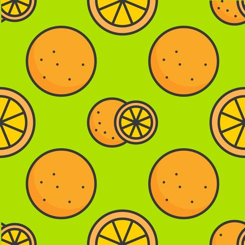 Contorno lleno naranja patrón sin costuras, fondo del tema de verano vector