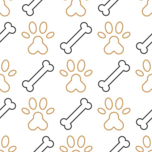 dog seamless pattern theme, bone, paw foot print for use as wallpaper or background vector