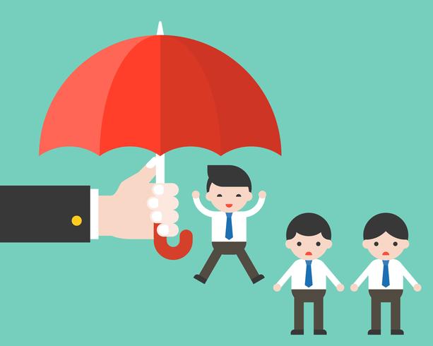 Business’s hand hold umbrella for one businessman vector