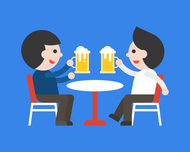 Two Business man drinking beer together, rest after work vector