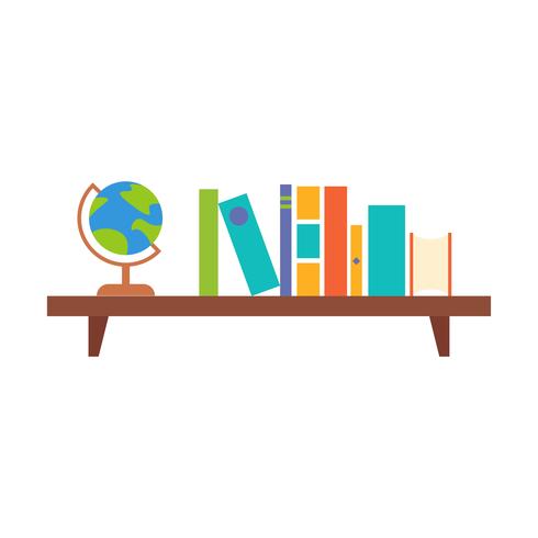 hanging book shelf, flat design vector