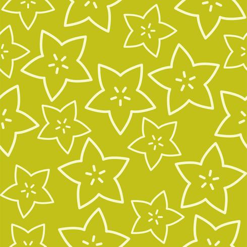 Outline Star fruit, Tropical Fruit seamless pattern vector