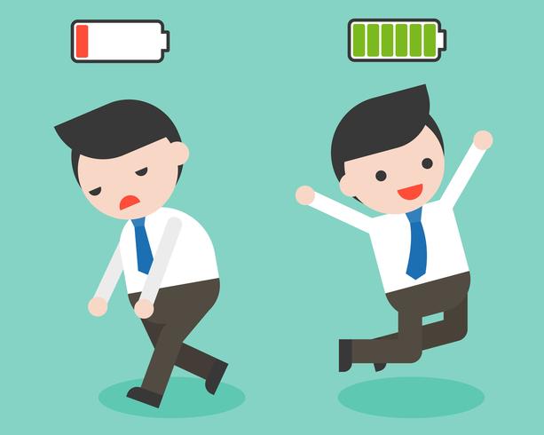 Happy and full of energy businessman, burnout and lack of energy 464600 Vector Art at Vecteezy