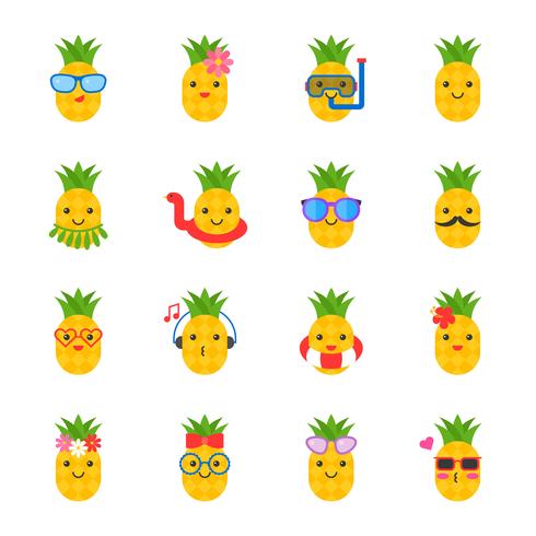 cute pineapple with face in summer beach theme such as swim ring vector