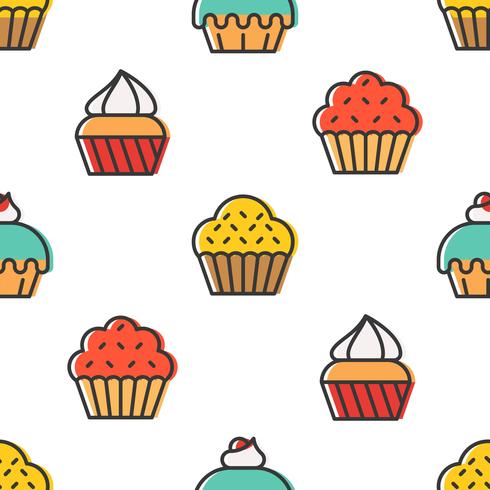 Colorful cute Cupcake seamless pattern for wrapping paper gift vector