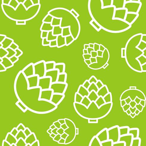 Artichokes seamless pattern, outline vegetable wallpaper vector