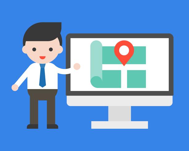 Businessman show location on computer screen  vector