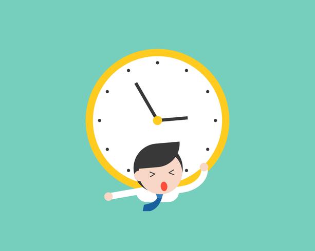 Tiny businessman and big clock over him vector