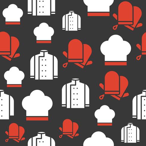 chef uniform with hat and gloves seamless pattern for wallpaper or wrapping paper vector