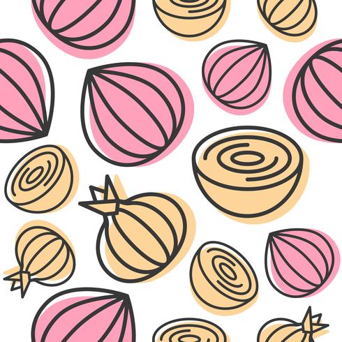 Onion Seamless pattern vegetable for use as wallpaper or background vector