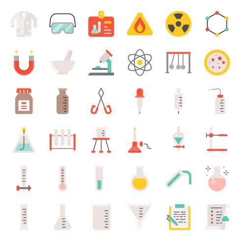 laboratory equipment icon set vector