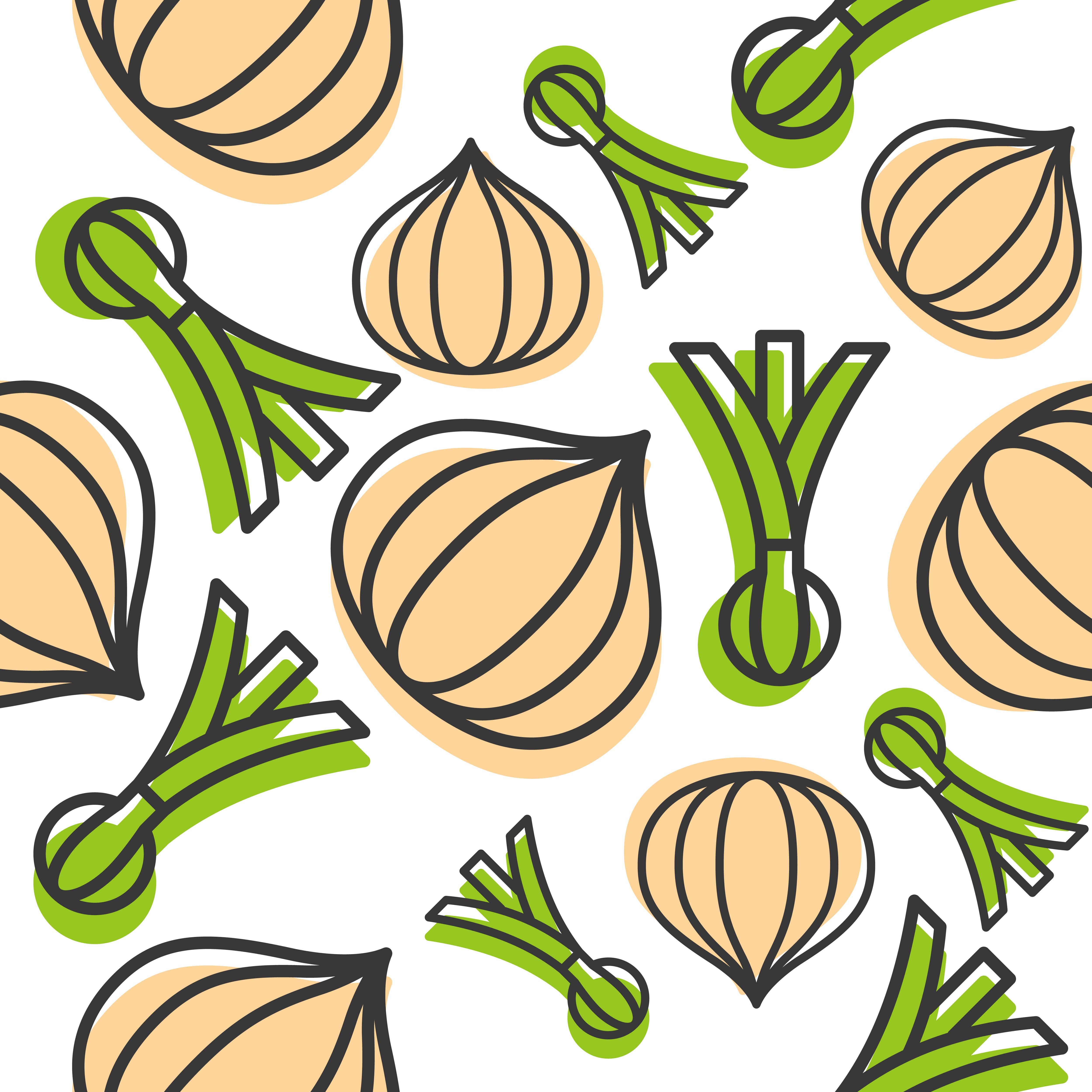 Download Onions and spring onion Seamless pattern outline vegetable ...