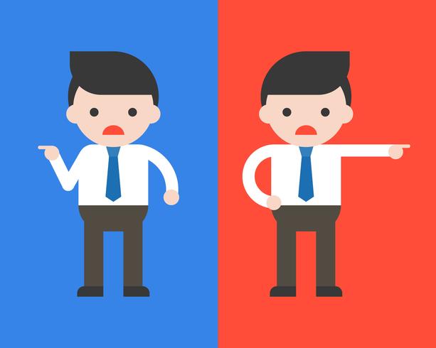 Businessman point left and Businessman point right, conflict concept vector