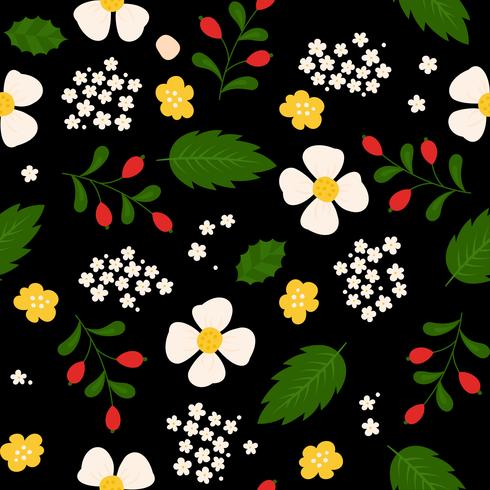 floral seamless pattern, flat design for use as background, wrapping paper or  wallpaper vector