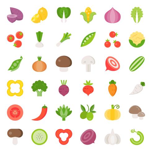 Vegetable icon set 22, flat design vector