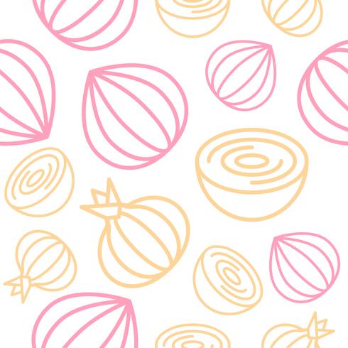 Onion Seamless pattern outline vegetable set vector