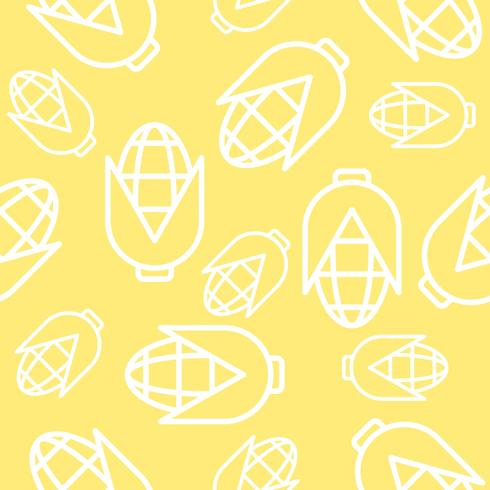 Corn seamless pattern, outline vegetable wallpaper vector