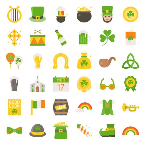 Feast of Saint Patrick vector set, flat icon